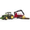 Спецтехніка Bruder трактор John Deere 7R 350 з причепом, краном та колодами (03154) - Зображення 6