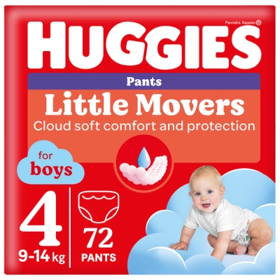 Підгузки Huggies Little Movers/Pants 4 (9-14 кг) Box для хлопчиків 72 шт (5029053564104)