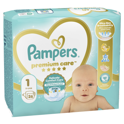Підгузки Pampers Premium Care Розмір 1 (2-5 кг) 26 шт (8001841104614)