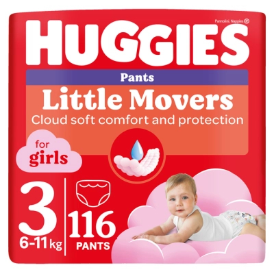 Підгузки Huggies Little Movers/Pants 3 M-Pack 6-11 кг для дівчаток 116 шт (5029054568033)