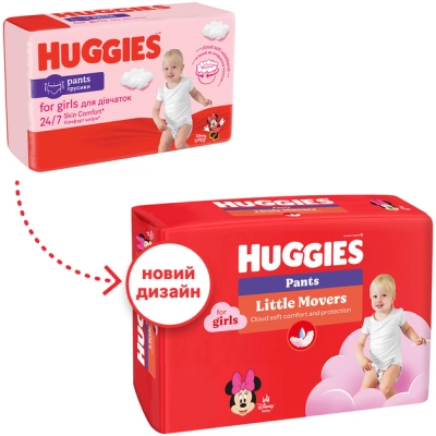 Підгузки Huggies Little Movers Pants 6 (15-25 кг) для дівчаток 88 шт (5029054568217)