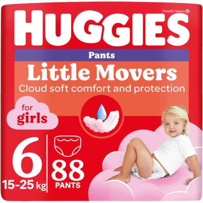 Підгузки Huggies Little Movers Pants 6 (15-25 кг) для дівчаток 88 шт (5029054568217)