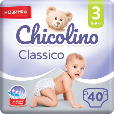 Підгузки Chicolino Medium Classico Розмір 3 (4-9 кг) 40 шт (4823098410812)