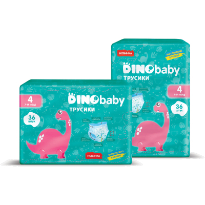 Підгузки Dino Baby Розмір 4 (7-14 кг) 36 шт (4823098413950)