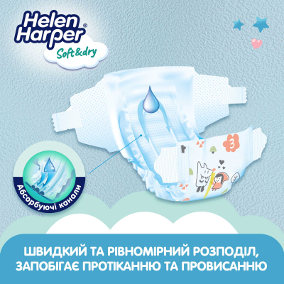 U0853840_3big Підгузки Helen Harper Soft&Dry New Midi Розмір 3 (6-10 кг) 54 шт (2316772)