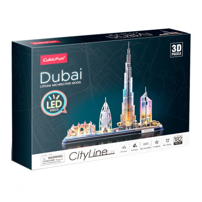 Пазл Cubic Fun Тривимірна головоломка-конструктор City Line з Led-підсвіткою Дубай (L523h)