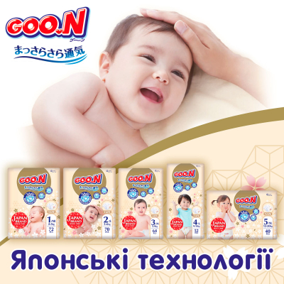 Підгузки GOO.N Premium Soft для немовлят до 5 кг 1 NB на липучках 72 шт (F1010101-152)