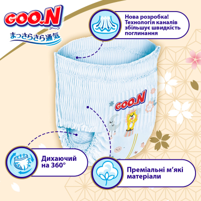 Підгузки GOO.N Premium Soft Трусики 9-14 кг Розмір 4 L 44 шт (F1010101-157)