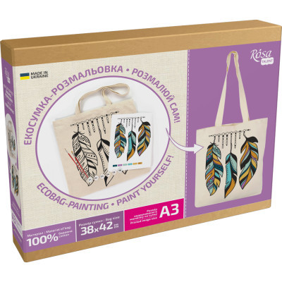 Набір для творчості Rosa Talent екосумка-розмальовка, Золоте пір'я А3, 38х42см (4823098541288)
