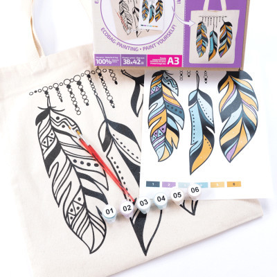 Набір для творчості Rosa Talent екосумка-розмальовка, Золоте пір'я А3, 38х42см (4823098541288)