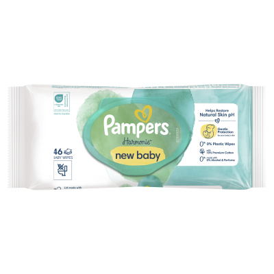 U0935899_2big Дитячі вологі серветки Pampers Harmonie New baby 46 шт (8006540815885)