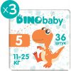 Підгузки Dino Baby Розмір 5 (11-25 кг) 108 шт (3 пачки по 36 шт) (2000998941246)