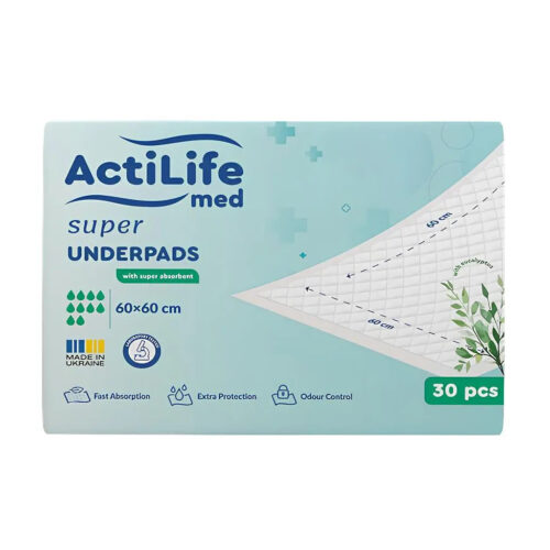 Пелюшки для малюків ActiLife Med Super 60 х 60, 30 шт (4820174981501) Пелюшки для малюків ActiLife Med Super 60 х 60, 30 шт (4820174981501)