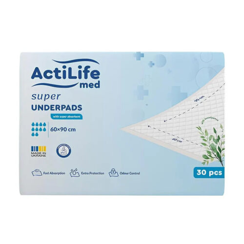 Пелюшки для малюків ActiLife Med Super 60 х 90, 30 шт (4820174981495) Пелюшки для малюків ActiLife Med Super 60 х 90, 30 шт (4820174981495)