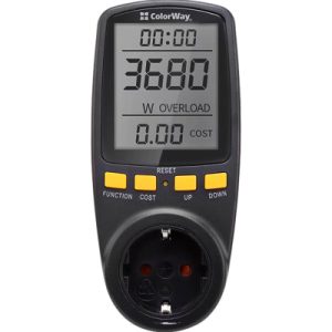 Ватметр ColorWay цифровий 16A/3680W, black (CW-VM16-02D)