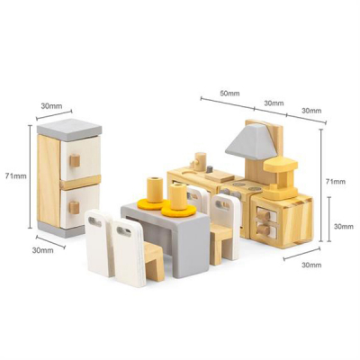 Ігровий набір Viga Toys Дерев'яні меблі для ляльок PolarB Кухня і їдальня (44038)