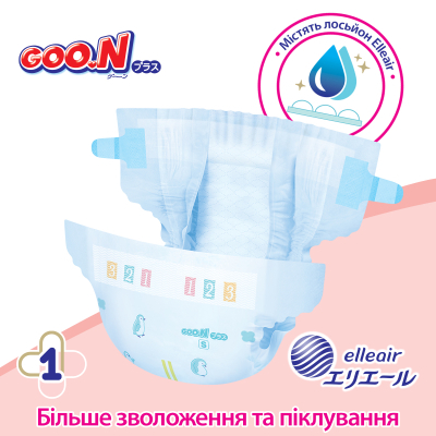 Підгузки GOO.N Plus для дітей 4-8 кг розмір S 70 шт (21000627)