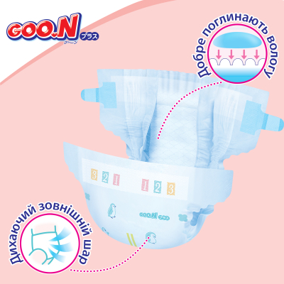 Підгузки GOO.N Plus для дітей 4-8 кг розмір S 70 шт (21000627)