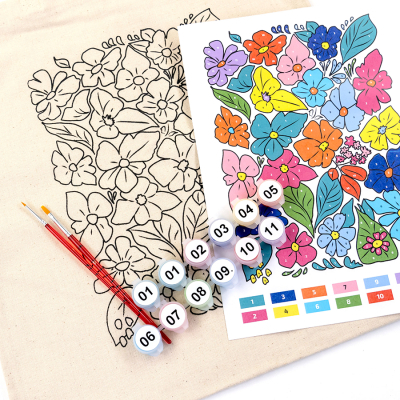 Набір для творчості Rosa Talent екосумка-розмальовка, Funny Flowers, 38х42 см (4823098543510)