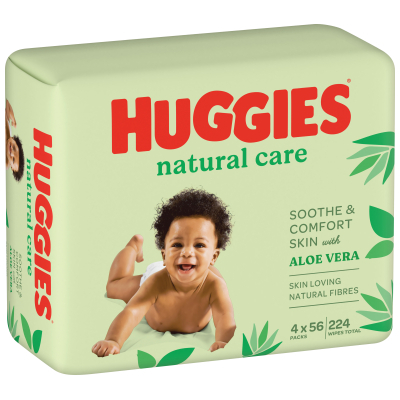 U0225953_big Дитячі вологі серветки Huggies Natural Care 56 х 4 шт (5029053550183)
