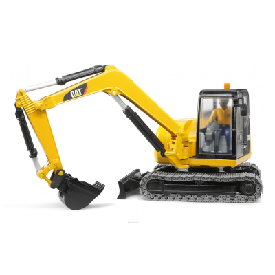 U0705864_big Спецтехніка Bruder Міні-екскаватор Cat з будівельником 1:16 (02466)