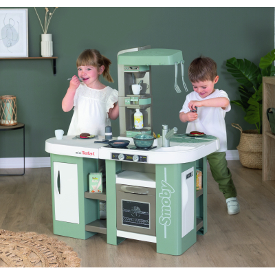 Ігровий набір Smoby Велика інтерактивна кухня Тефаль Студіо з ефектом кипіння 34 аксесуари М'ятно-сіра з білим (311053)
