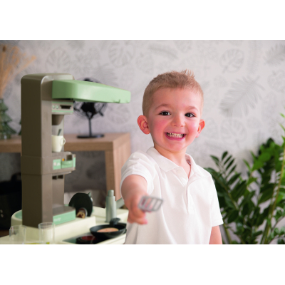 Ігровий набір Smoby Велика інтерактивна кухня Тефаль Студіо з ефектом кипіння 34 аксесуари М'ятно-сіра з білим (311053)