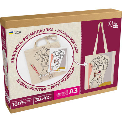 Набір для творчості Rosa Talent екосумка-розмальовка, Floral Girl А3 38х42см (4823098541202)