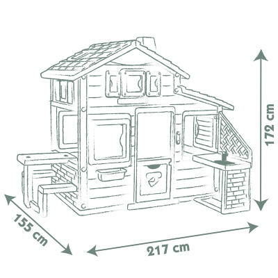 Ігровий будиночок Smoby Life для друзiв з лiтньою кухнею, дверним дзвiнком та столиком, 217х155х172 см (7600810207)