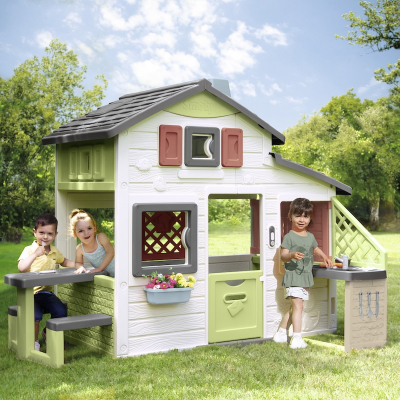 Ігровий будиночок Smoby Life для друзiв з лiтньою кухнею, дверним дзвiнком та столиком, 217х155х172 см (7600810207)