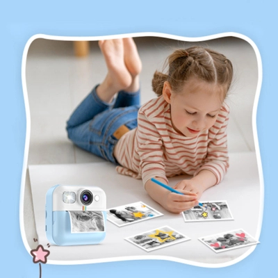 Дитячий фотоапарат ColorWay з функцією миттєвого друку (Blue) (CW-PHP01B)