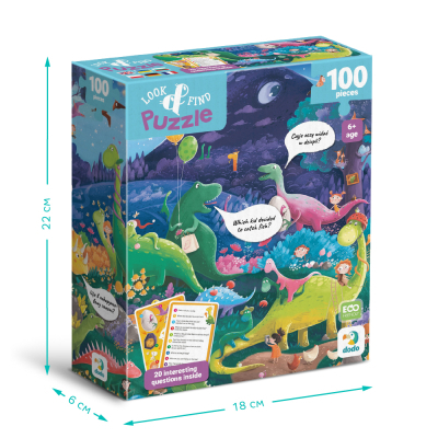 Пазл DoDo Шукай та знаходь Країна динозаврів, 100 елементів (300669)