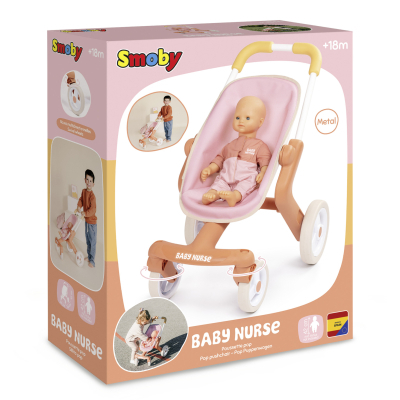 Коляска для ляльок Smoby Baby Nurse Теракотова пудра. Прогулянка, з поворотними колесами, 18 міс + (7600251224)