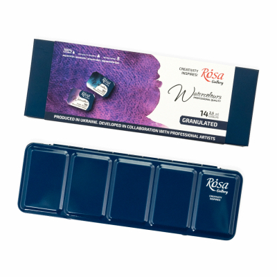 Акварельні фарби Rosa Gallery GRANULATION 14 кольорів по 2,5 мл в металевому пеналі (4823098544128)