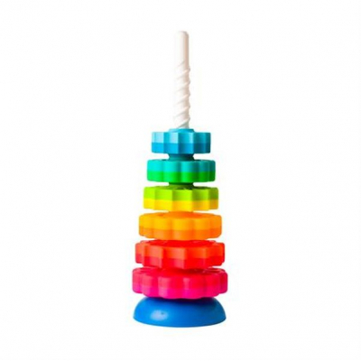 U0572379_big Розвиваюча іграшка Fat Brain Toys Пірамідка гвинтова тактильна SpinAgain (F110ML)