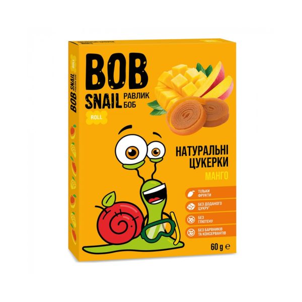 U0661568_main Цукерка Bob Snail Равлик Боб натуральні Мангові 60 г (4820219340584)