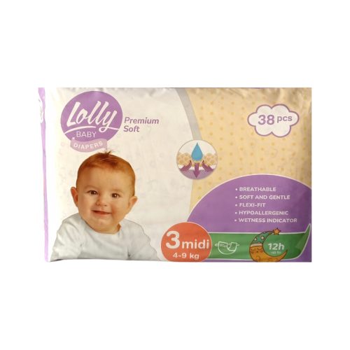 U0865380_main Підгузки Lolly Premium Soft Midi 3 (4-9 кг) 38 шт (4820174981150)