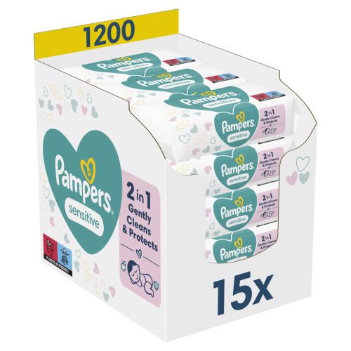U0967282_main Дитячі вологі серветки Pampers Sensitive 15 x 80 шт. (8001841063188)