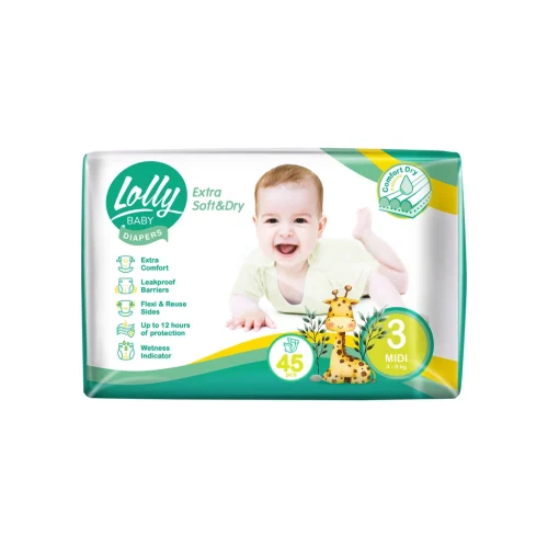 Підгузки Lolly Soft Midi 3 4-9 кг 45 шт (4820174981259)