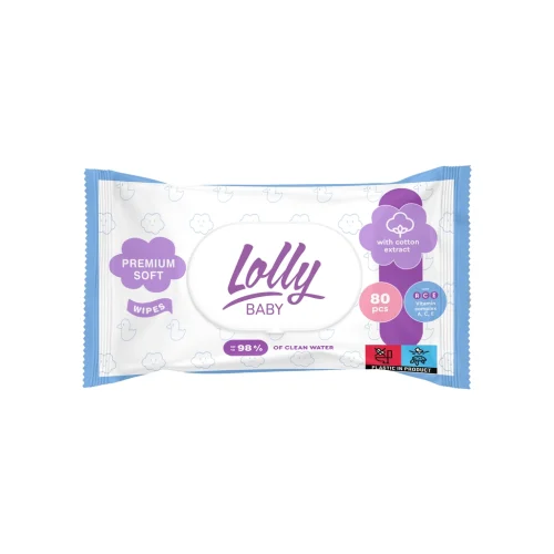 U1007092_main Дитячі вологі серветки Lolly з перших днів життя з клапаном 80 шт (4820174981136)