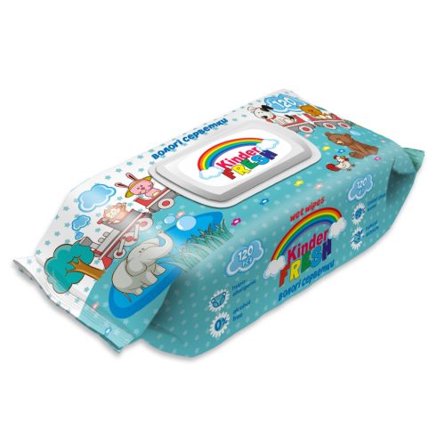 U1007173_main Дитячі вологі серветки Kinder Fresh М, з клапаном, 120 шт (4820237500595)