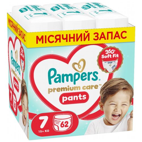 Підгузки Pampers Premium Care Pants Розмір 7 (15+ кг) 62 шт (8006530320245)