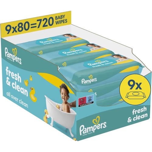 U1182570_main Дитячі вологі серветки Pampers Fresh Clean 80 шт х 9 пачок (720 шт) (8006530134583)