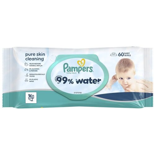 U1183135_main Дитячі вологі серветки Pampers 99 Water, 60 шт (8006530116558)