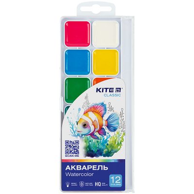 U0922162_big Акварельні фарби Kite Classic, 12 кольорів (K-061)