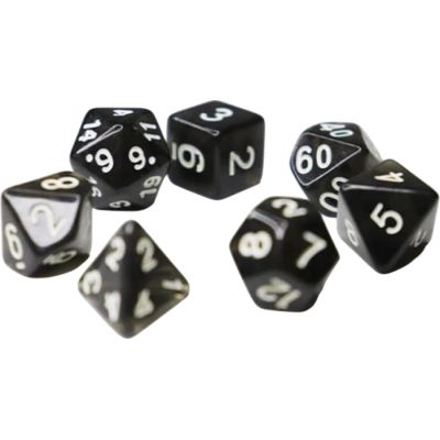 U1019748_big Набір кубиків для настільних ігор Games 7 Days Transparent 7 Dice Set - Black (g7dtran10)